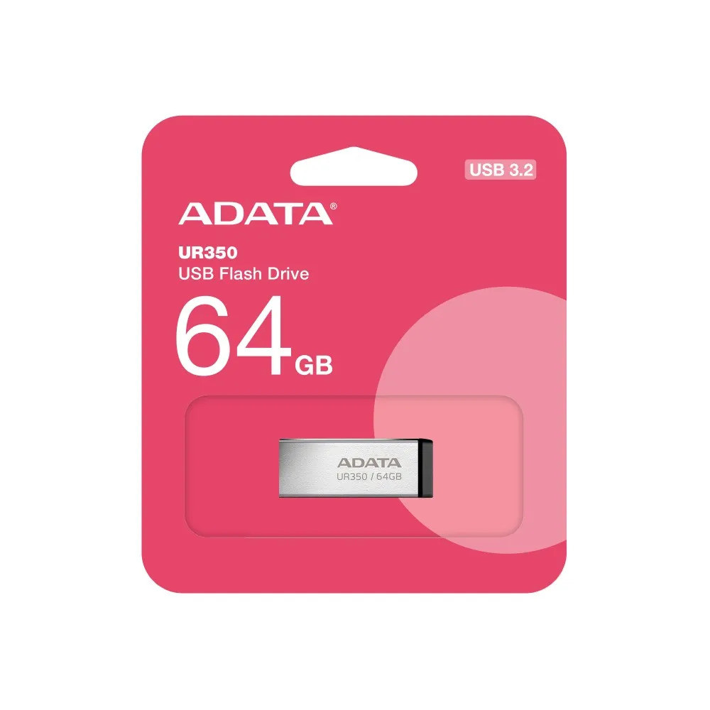 PENDRIVE ADATA 64GB UR350 PLATEADO METALICO USB3.2 / UR350-64G-RSRBK