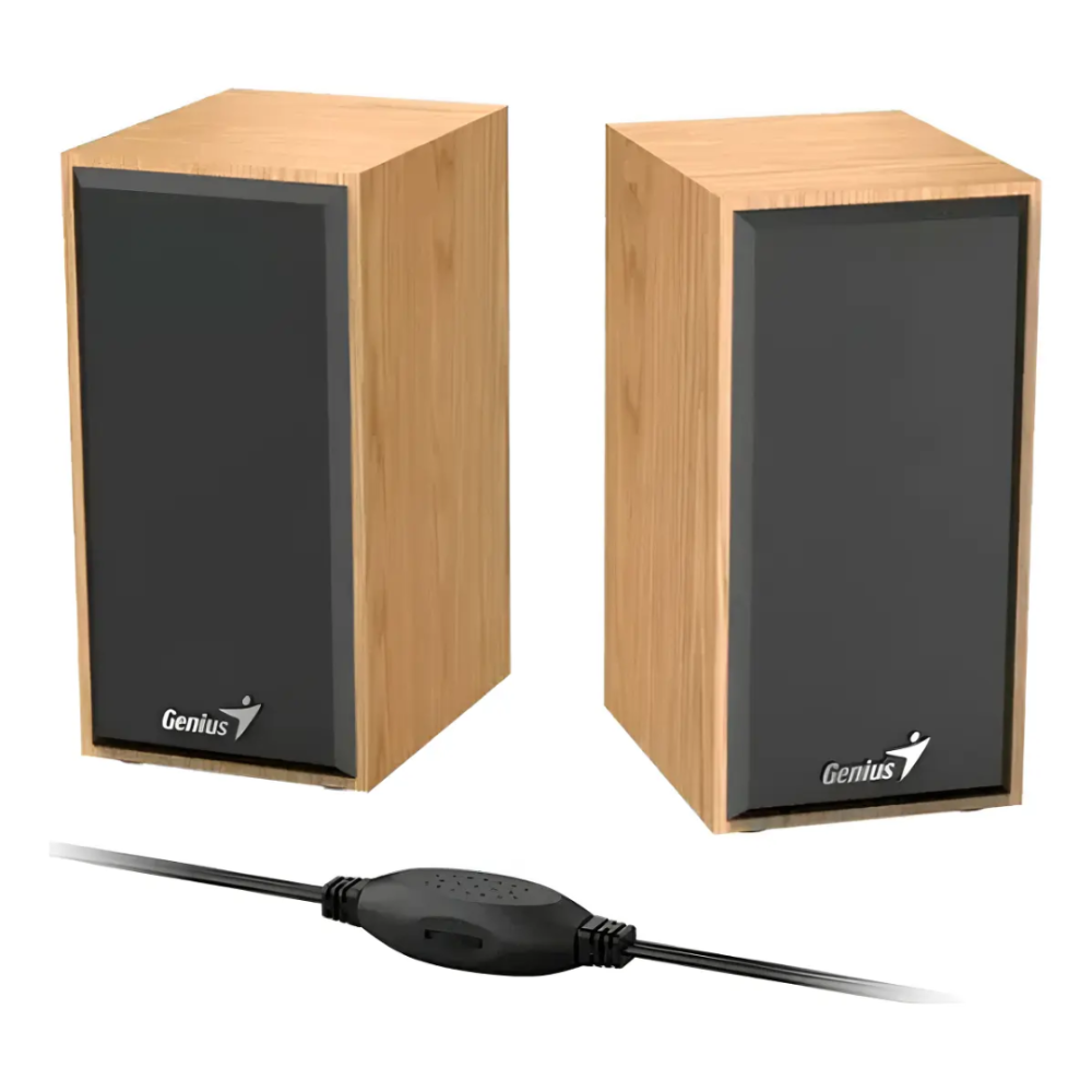 PARLANTES GENIUS SP-HF180 USB MADERA PINE WOOD NORDIC 6W 3.5mm