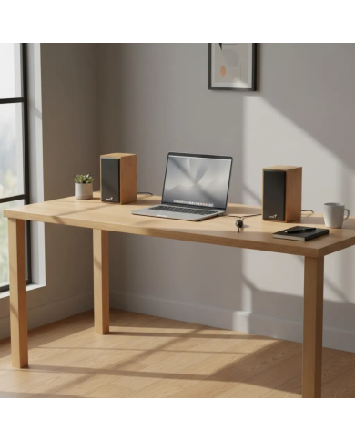 PARLANTES GENIUS SP-HF180 USB MADERA PINE WOOD NORDIC 6W 3.5mm