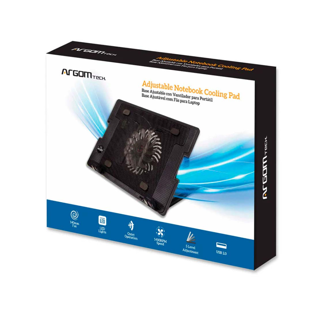COOLING PAD ARGOM ARG-CF-1594 AJUSTABLE NEGRO