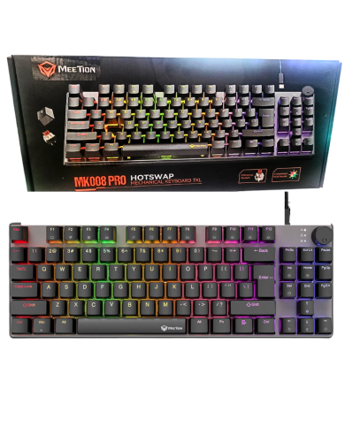 TECLADO MECANICO MEETION MK008 PRO 80% SW RED USB-C RGB HOT SWAP