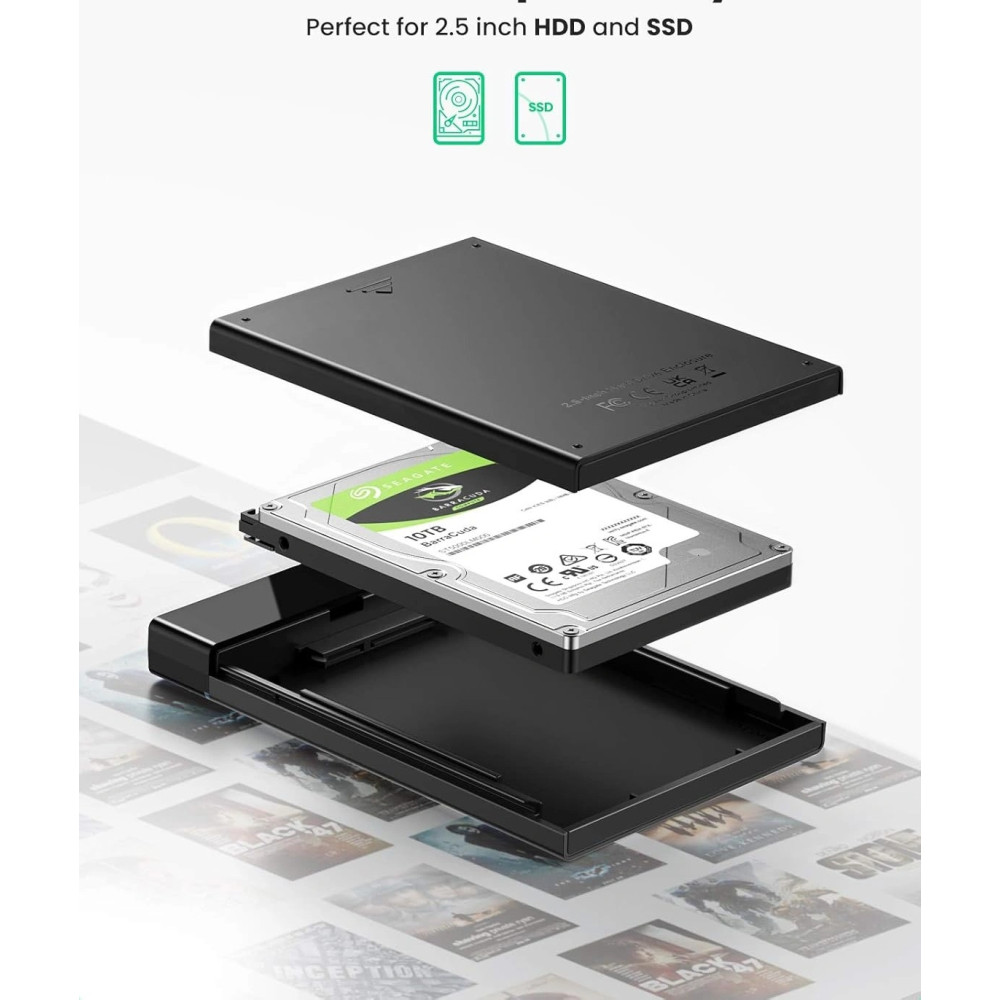 ENCLOSURE EXTERNO UGREEN US221 2,5" SATA USB-C 6GBPS SATAIII (WINDOWS/MACOS/LINUX)