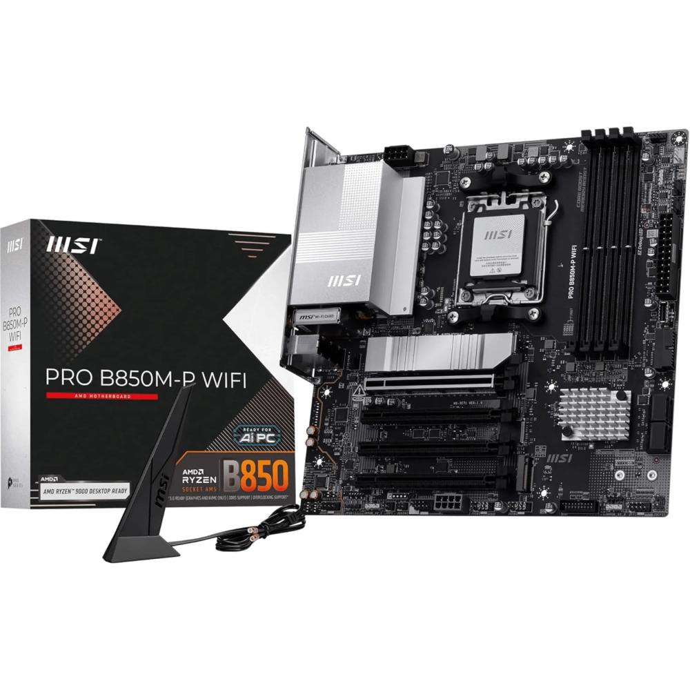 MAINBOARD GAMER MSI PRO B850M-P WIFI AM5 DDR5 R9000_READY WIFI7 BLUETOOTH 5,4 5G_LAN