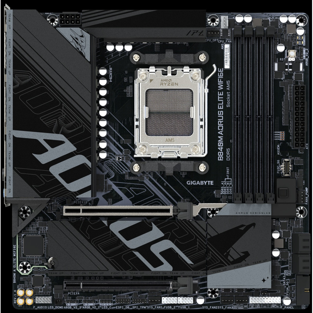 MAINBOARD GAMER AORUS B840M ELITE WIFI6E GIGABYTE AMD R9 DDR5-5200 BT PCLE 4.0 AM5