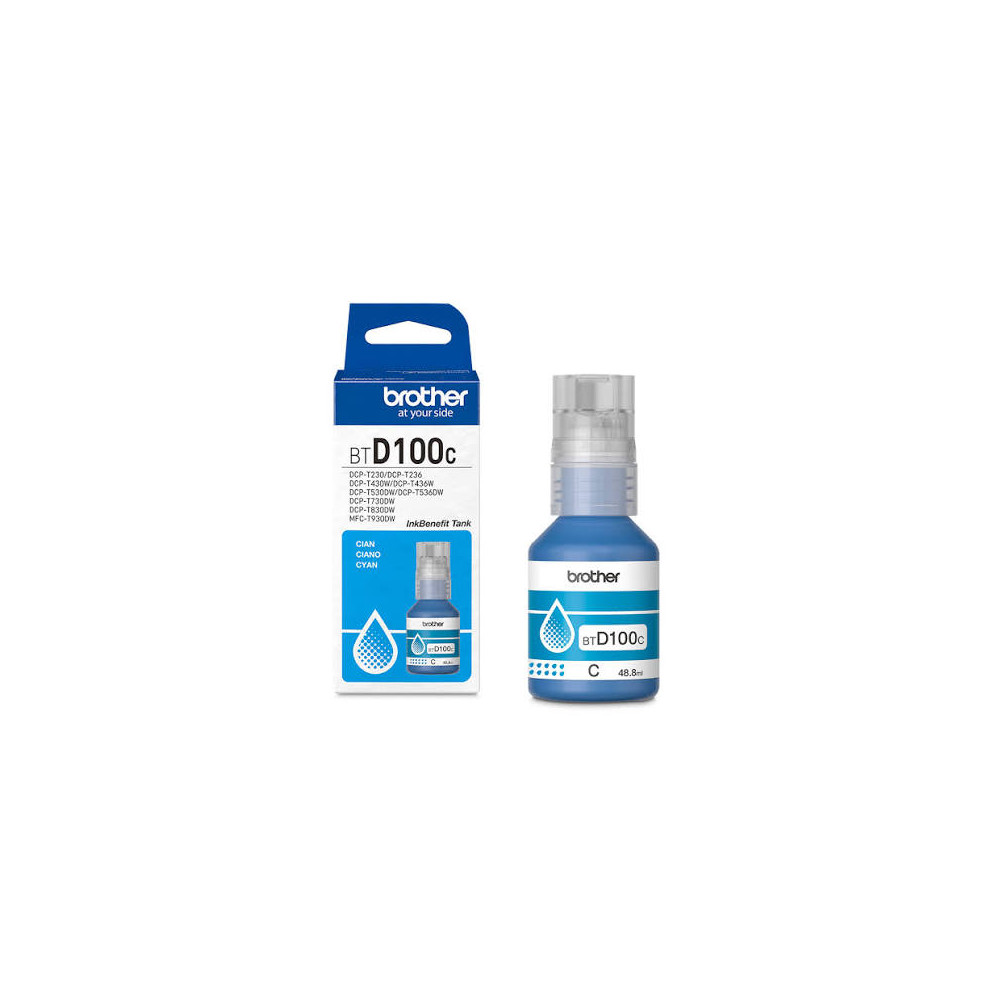 TINTA BROTHER BTD100C CYAN 48.8ml 5000 pag (T310/T510W/T710W/T810W/T910DW)