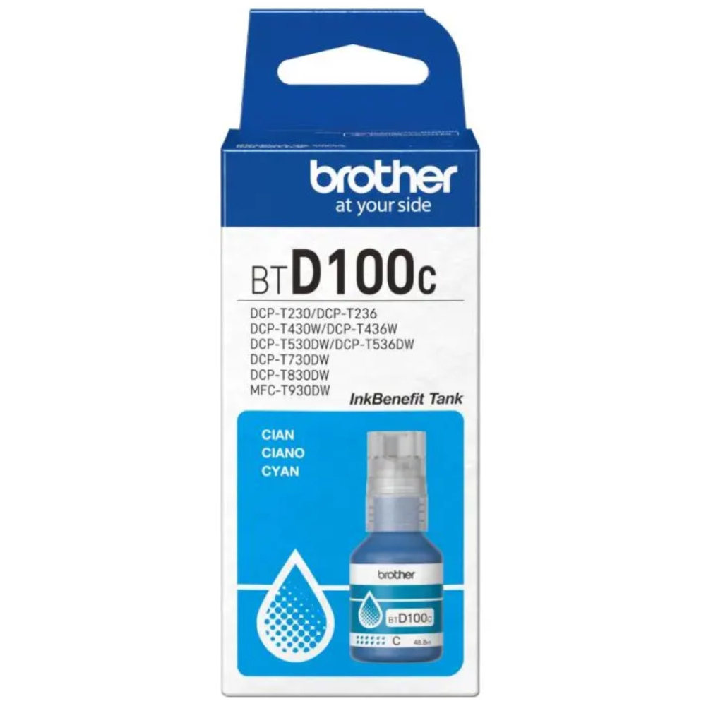 TINTA BROTHER BTD100C CYAN 48.8ml 5000 pag (T310/T510W/T710W/T810W/T910DW)