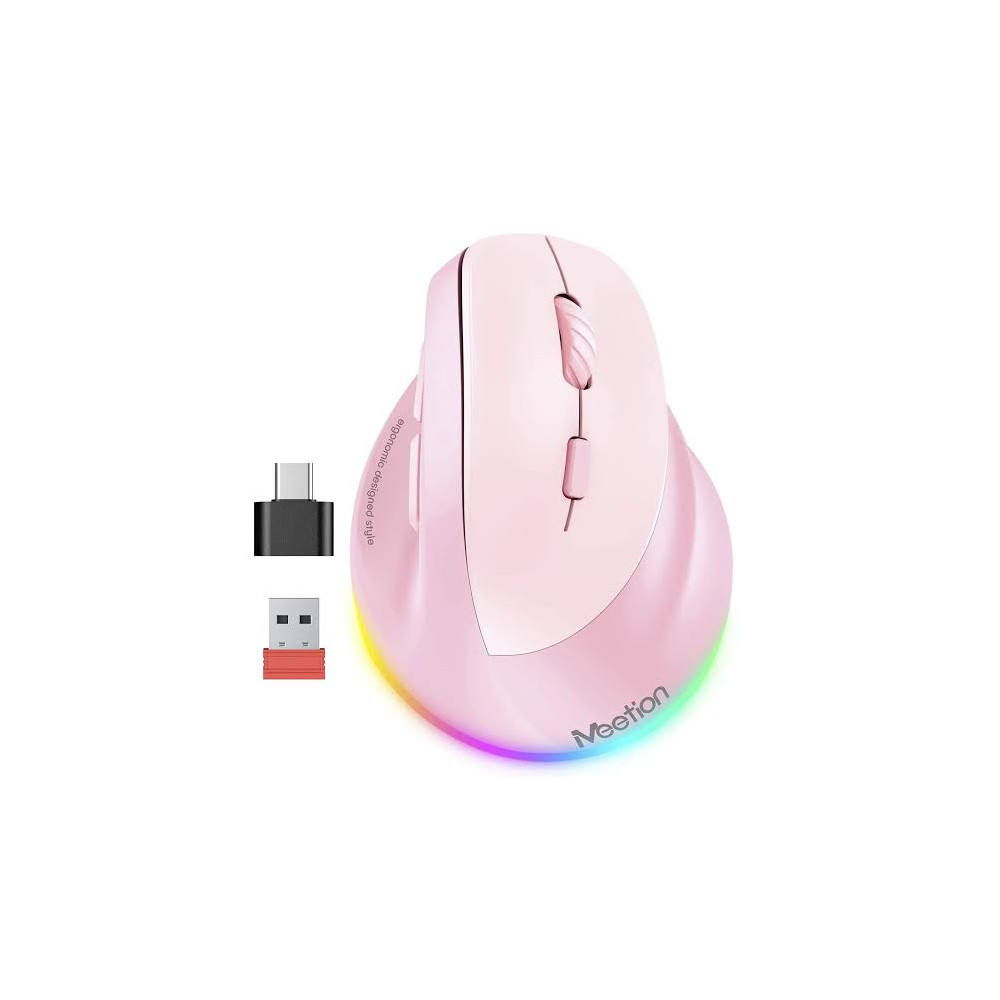 MOUSE WIRELESS VERTICAL ERGO MT-BTM010R ROSADO MEETION / 14-01-079