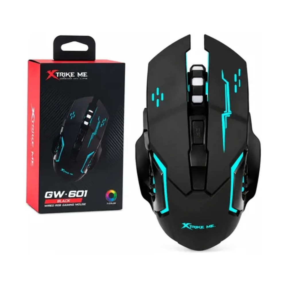 MOUSE XTRIKE ME GW-601 WIRELESS 2.4G 3200 DPI 6BOT NEGRO RGB