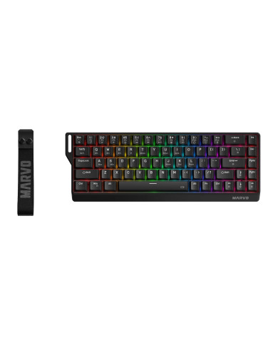 TECLADO MECANICO MARVO KG965W BK SABER 65W TRI-MODO RGB SW BANANA CRYSTAL