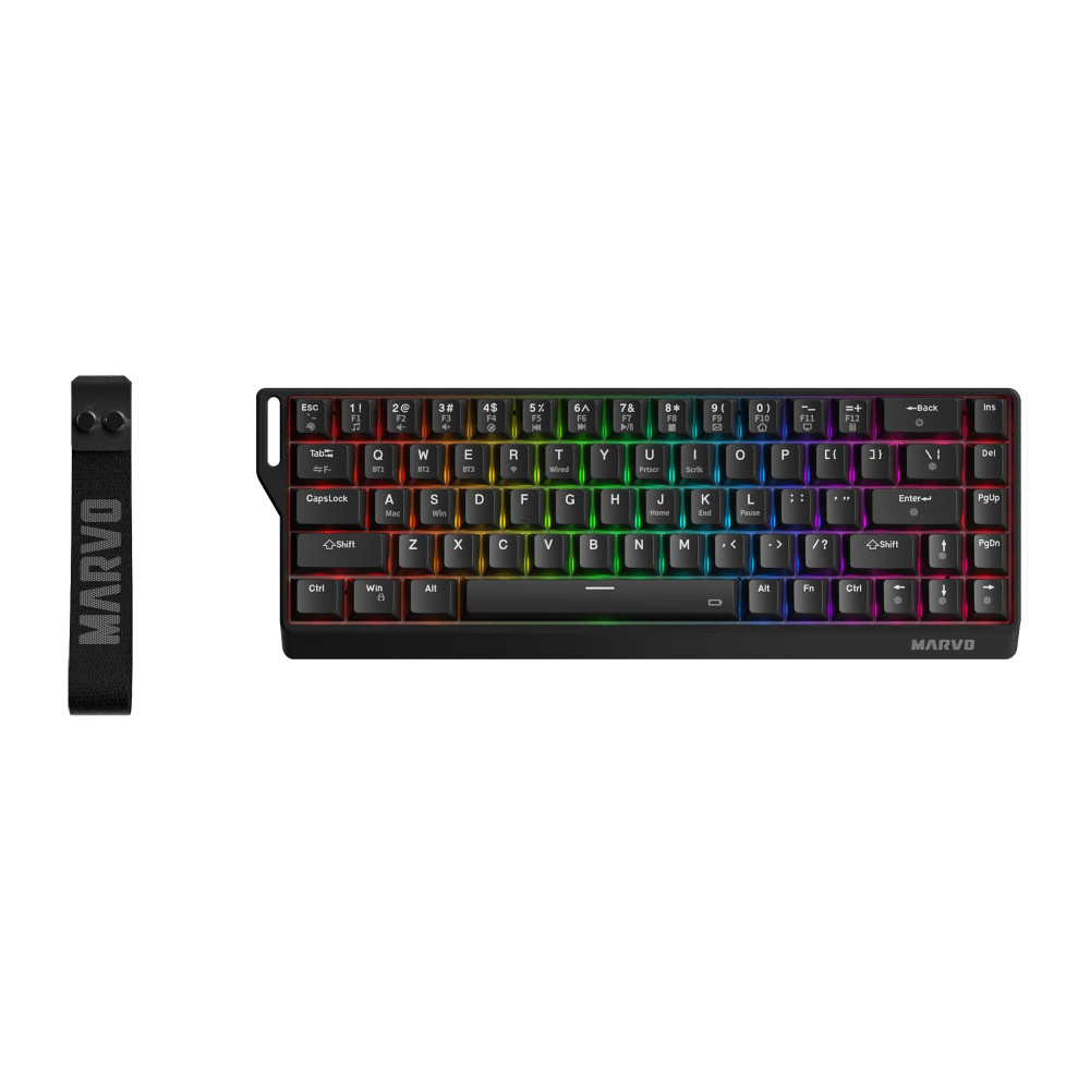 TECLADO MECANICO MARVO KG965W BK SABER 65W TRI-MODO RGB SW BANANA CRYSTAL