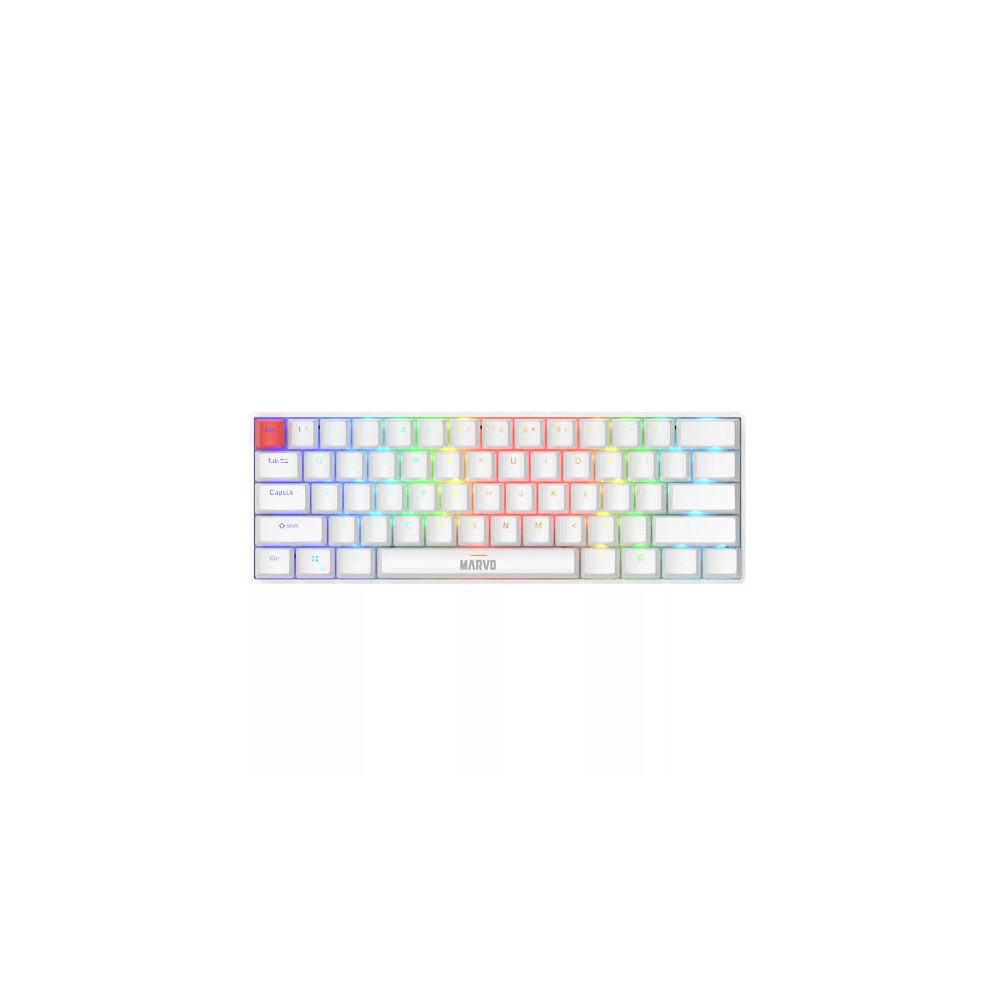 TECLADO MECANICO 60% MARVO SABER 61 KG933G SP BLANCO MECH USB RGB