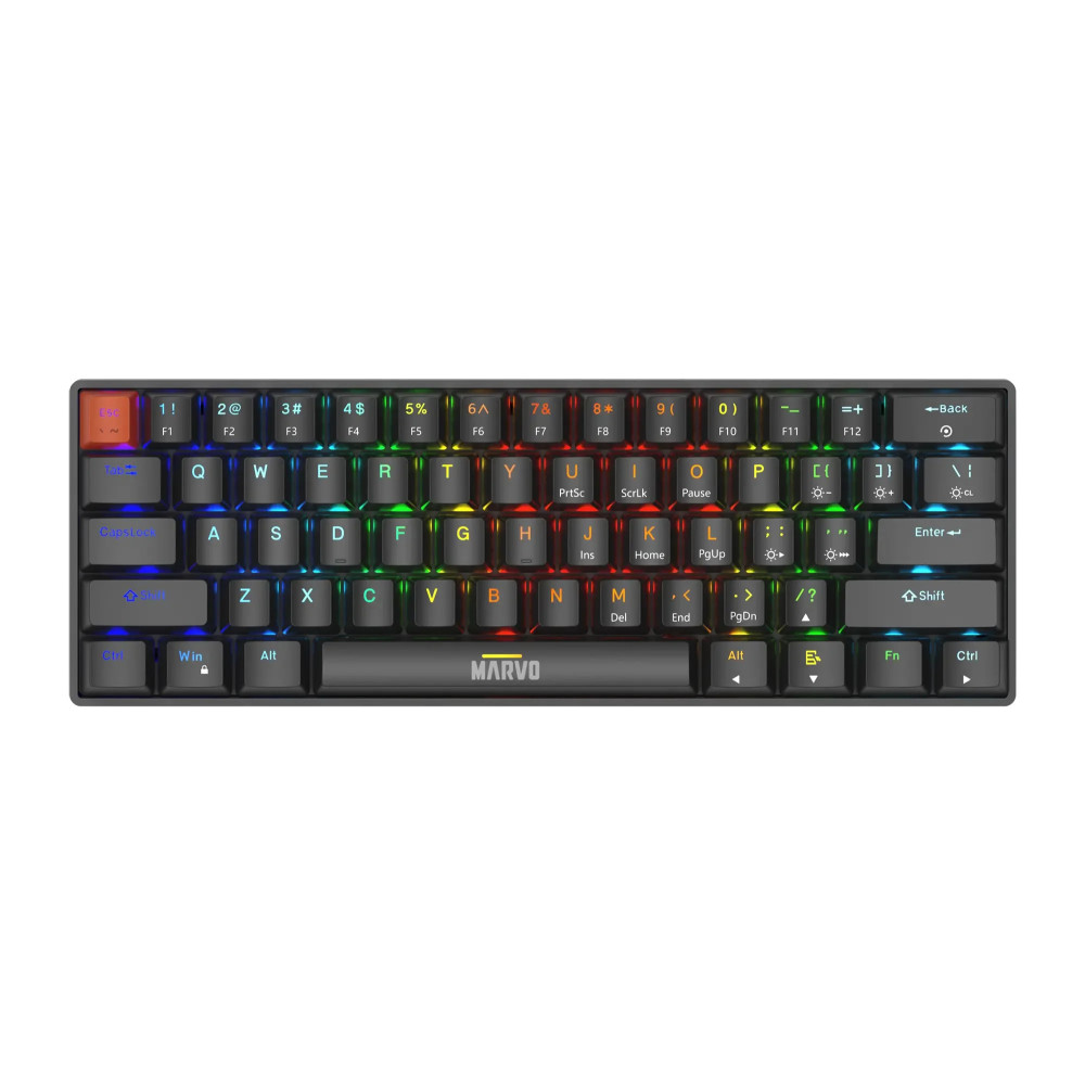 TECLADO MECANICO 60% MARVO SABER 61 KG933G SP NEGRO MECH USB RGB