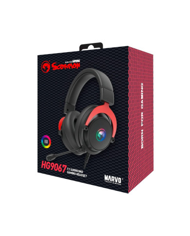 HEADSET GAMER MARVO HG9067 NEGRO USB PULZ 60 RGB 7.1 SURROUND