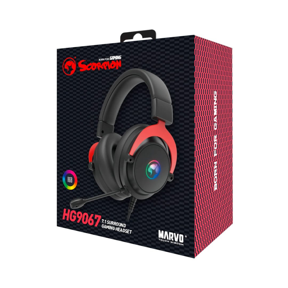 HEADSET GAMER MARVO HG9067 NEGRO USB PULZ 60 RGB 7.1 SURROUND