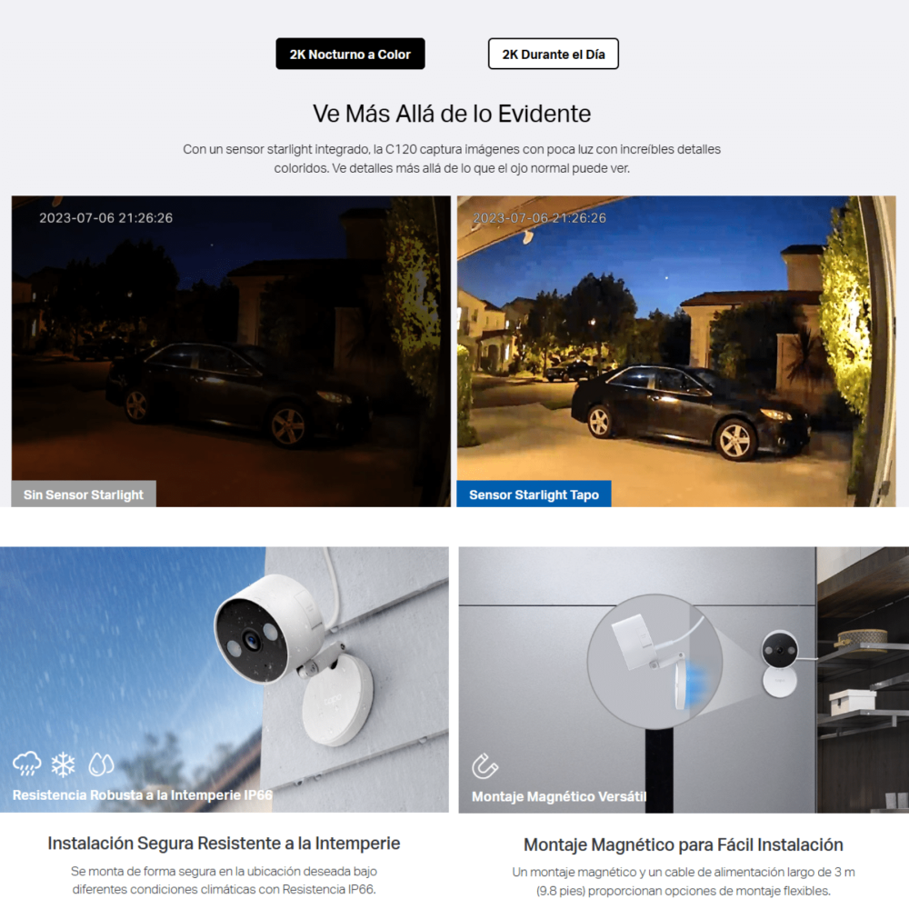 CAMARA DE SEGURIDAD TP-Link Tapo C120 2K 4MP WI-F