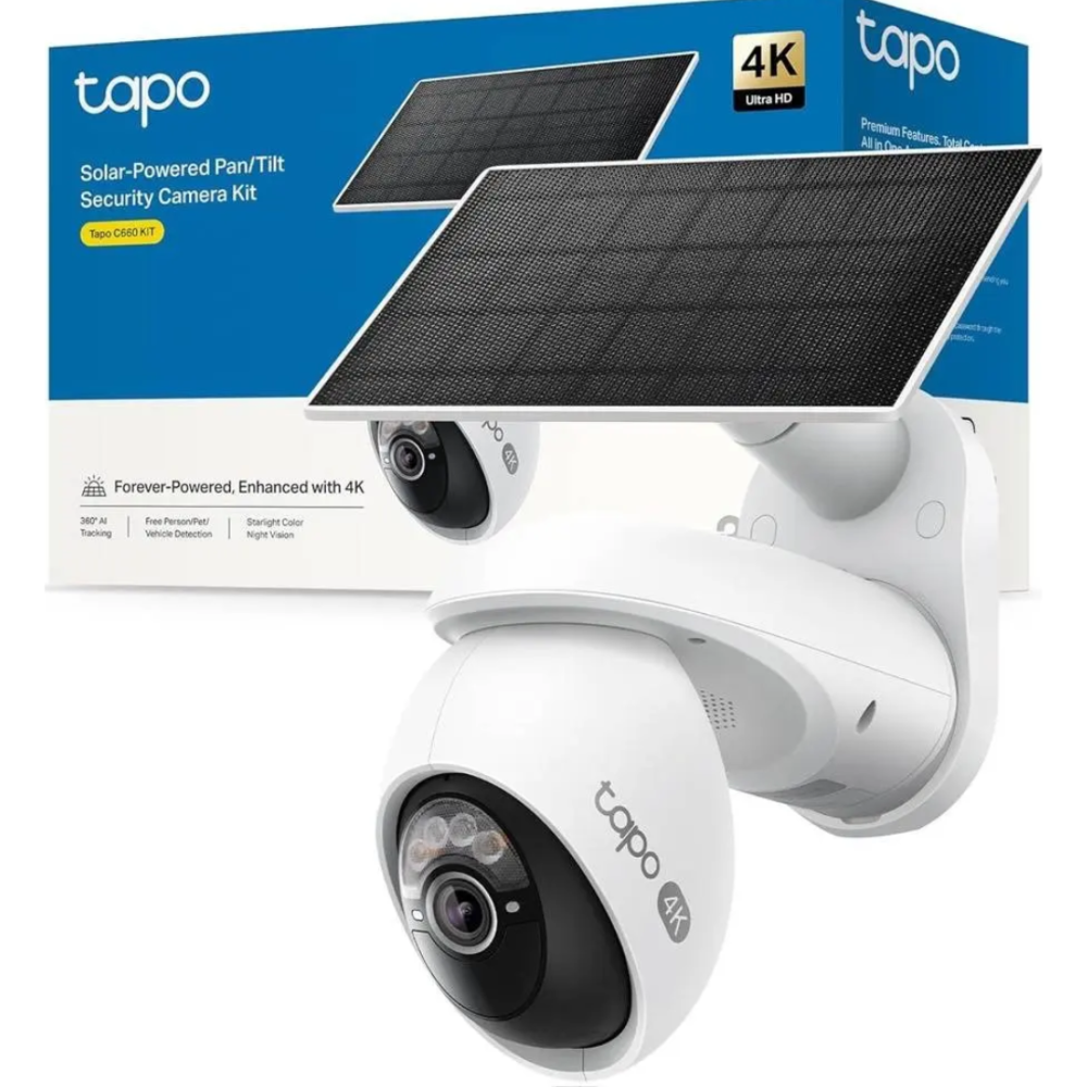 CAMARA TPLINK TAPO C660 KIT/4K/VISION NOCTURNA COLOR /PANEL SOLAR/2.4 A 5 GHZ/360 GRADOS