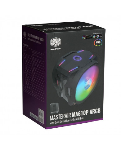 ENFRIADOR COOLER MASTER MASTERAIR MA610P ARGB DUAL SICKLEFLOW 120MM INTEL/AMD
