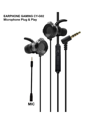 AUDIFONO GAMER CY-G02 NEGRO3,5MM EARPHONES STEREO BASS NITRON / 03-03-031