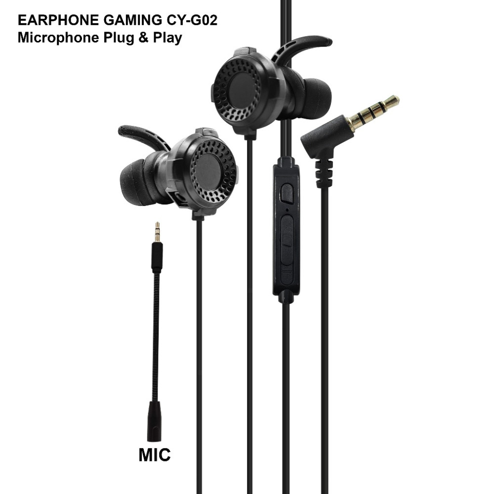 AUDIFONO GAMER CY-G02 NEGRO3,5MM EARPHONES STEREO BASS NITRON / 03-03-031