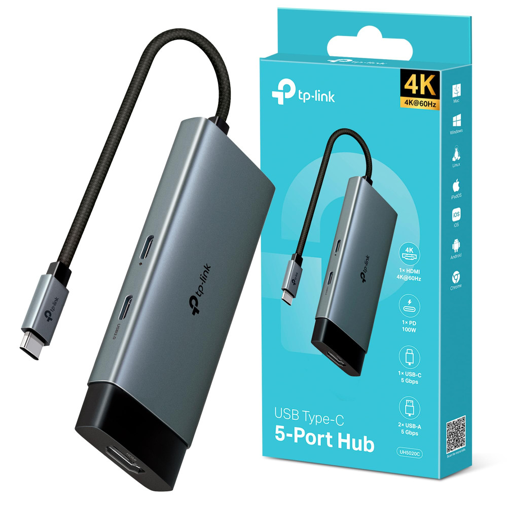 HUB TPLINK UH5020C 5 EN 1 /USB-A/USB-C/PD 100W/HDMI 4K 60HZ/ 0102500043