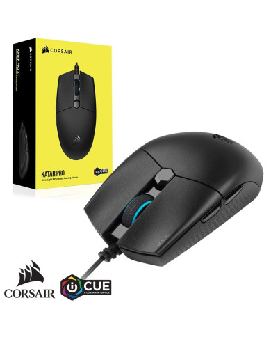 MOUSE CORSAIR KATAR PRO USB NEGRO CUE ULTRA-LIGERO 12400DPI 6BOT-PROG / CH-930C011-NA