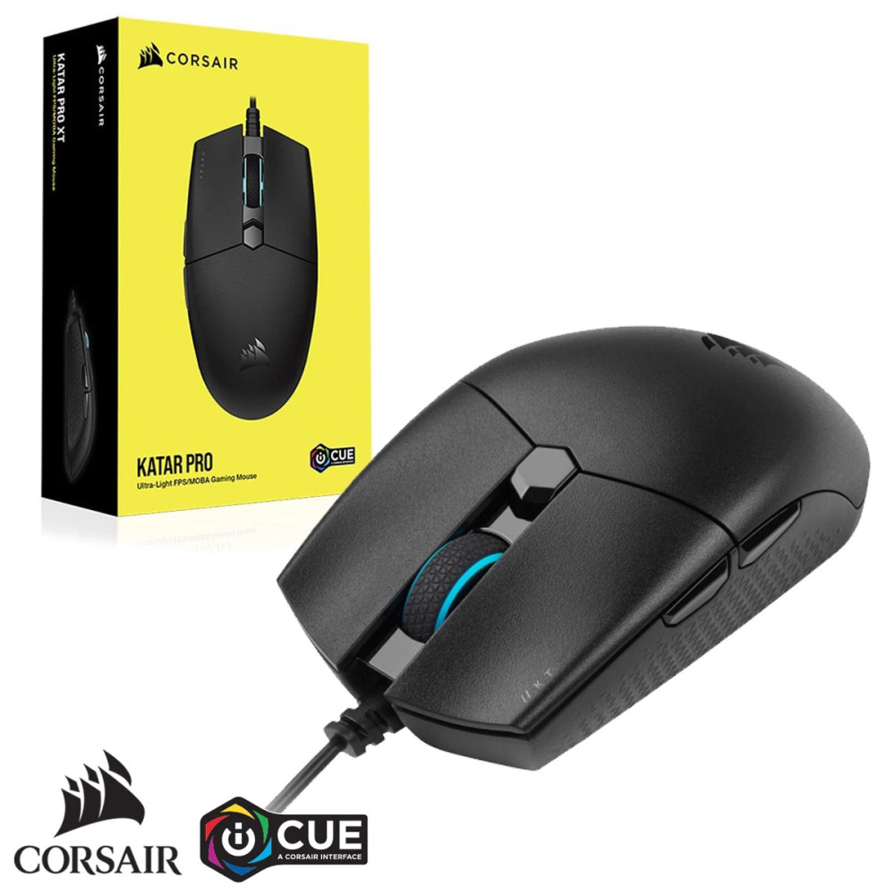 MOUSE CORSAIR KATAR PRO USB NEGRO CUE ULTRA-LIGERO 12400DPI 6BOT-PROG / CH-930C011-NA