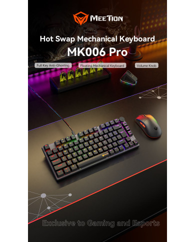 TECLADO MECANICO GAMER MEETION USB MK006 PRO 75% RGB / 20-01-100