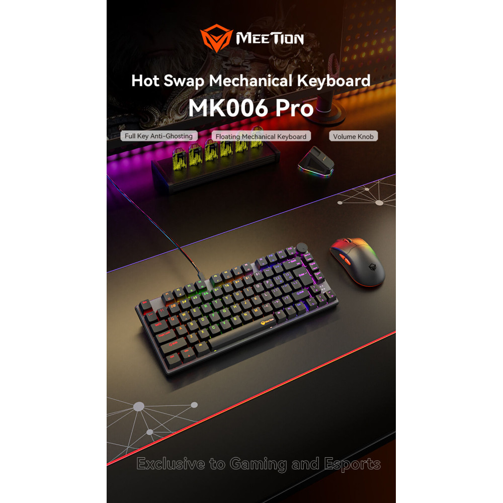 TECLADO MECANICO GAMER MEETION USB MK006 PRO 75% RGB / 20-01-100
