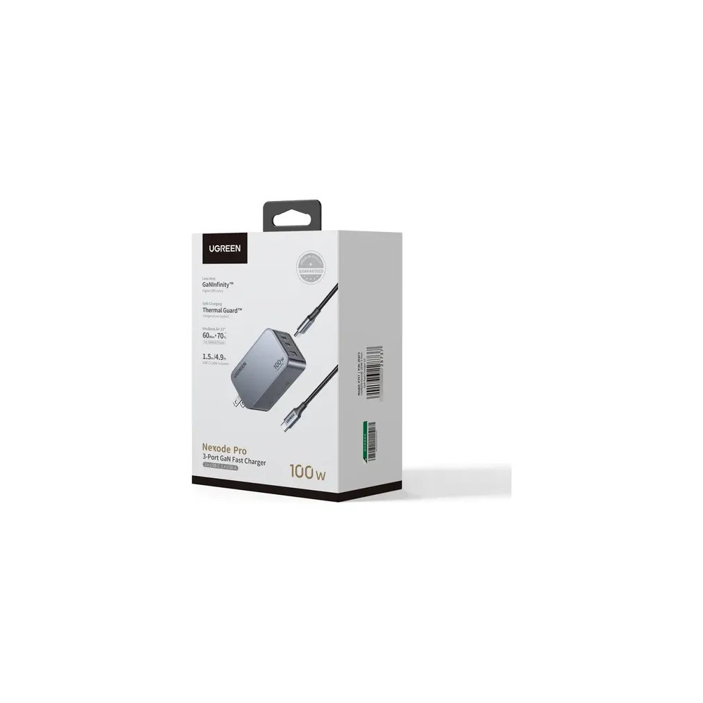 CARGADOR RAPIDO UGREEN NEXODE PRO X757 25873 100W 3-PUERTOS CON CABLE / 08-03-101