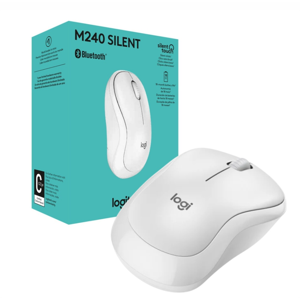 MOUSE LOGITECH M240 BLANCO BLUETOOTH SILENT 3-BOT INTRRUP.ENCD-APGDO/OFF / 910-007116