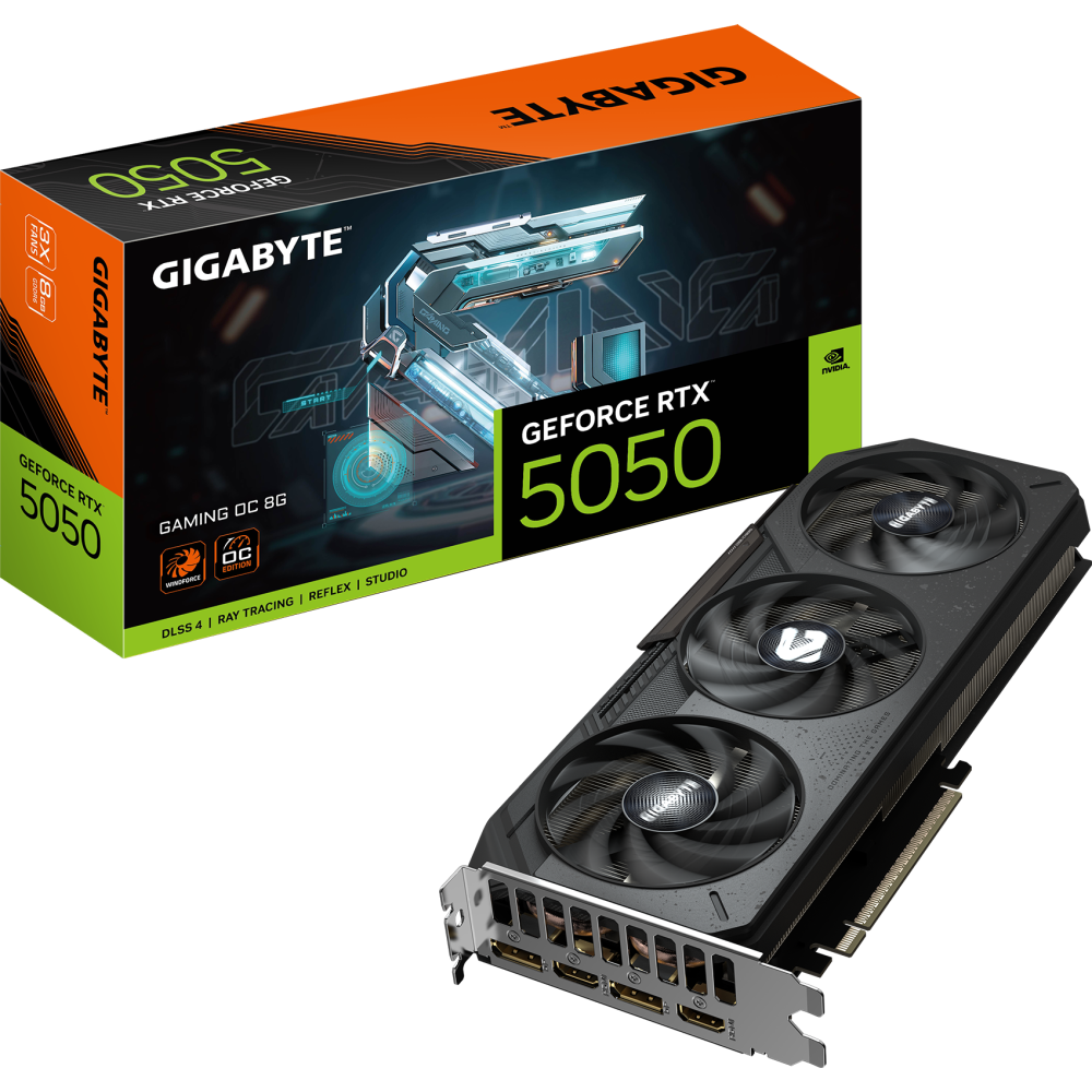 TARJETA DE VIDEO GIGABYTE GEFORCE RTX-5050 GAMING OC 8GB/GDDR6/128BIT/3 FAN