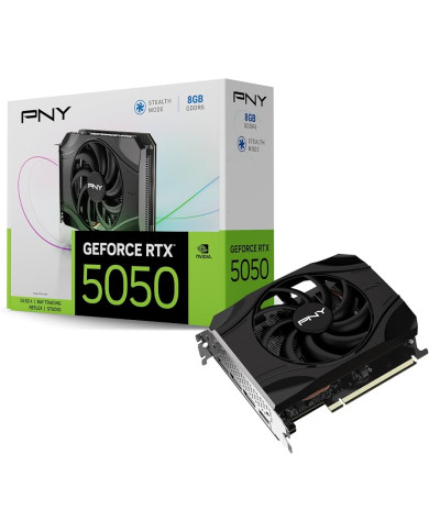 TARJETA DE VIDEO PNY 8GB RTX5050 1FAN GDDR6 STEALTH MODE DLSS4/REFLEX/RAY TRACING / VCG50508SXPB1