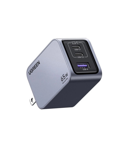 CARGADOR RAPIDO UGREEN NEXODE PRO X755 25870 65W 3-PUERTOS CON CABLE / 08-03-100