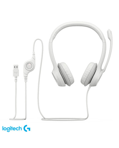 HEADSET LOGITECH H390 USB BLANCO STEREO CANCELACION RUIDO / 981-000014