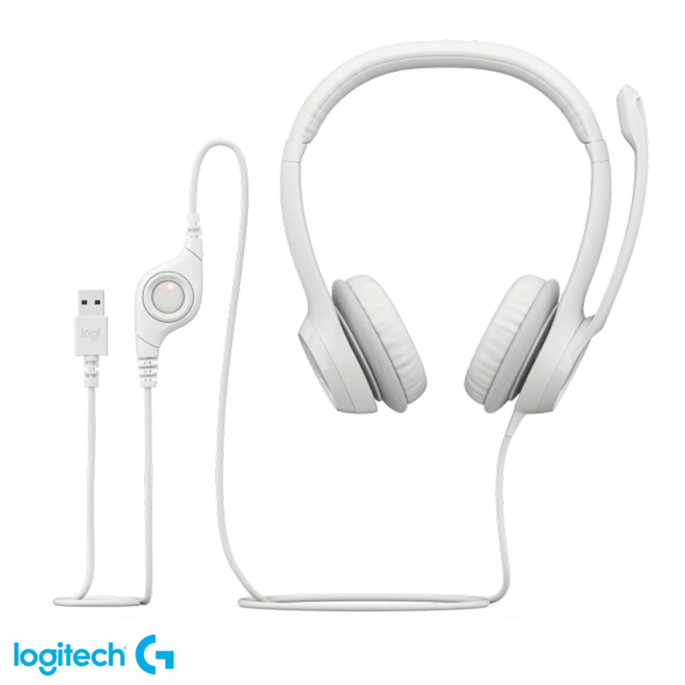 HEADSET LOGITECH H390 USB BLANCO STEREO CANCELACION RUIDO / 981-000014