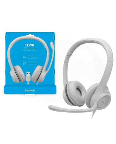 HEADSET LOGITECH H390 USB BLANCO STEREO CANCELACION RUIDO / 981-000014