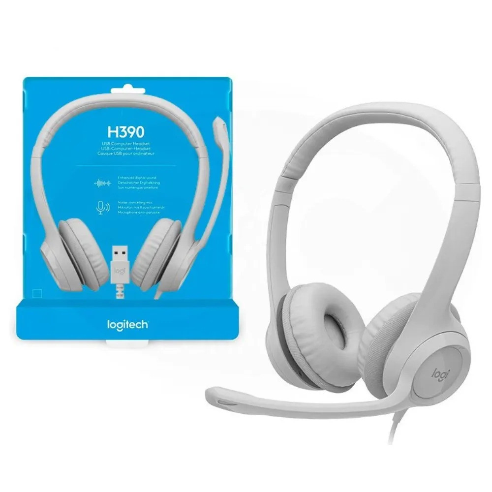 HEADSET LOGITECH H390 USB BLANCO STEREO CANCELACION RUIDO / 981-000014