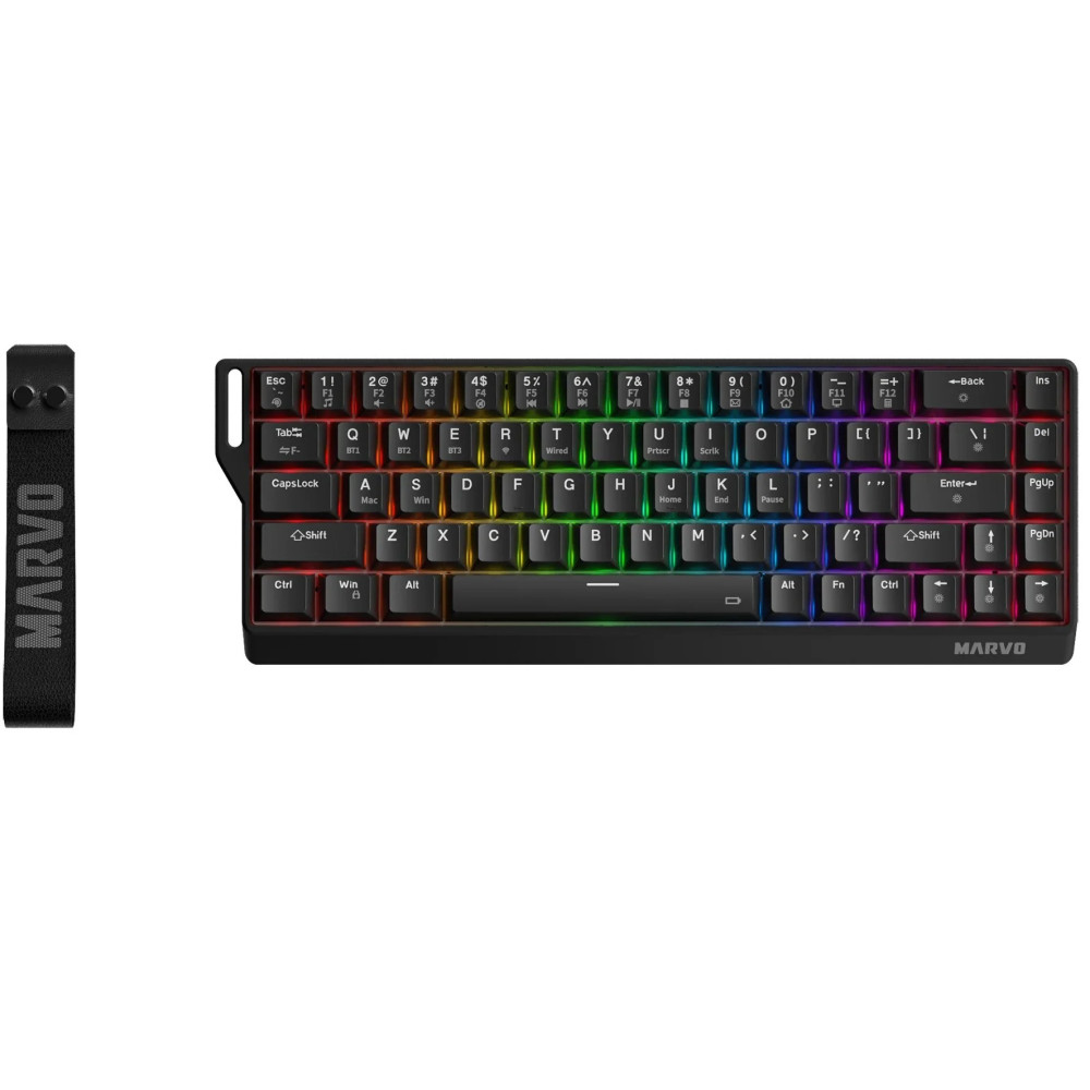 TECLADO MECANICO MARVO KG965W WH SABER 65% TRI-MODO RGB SW BANANA CRYSTAL