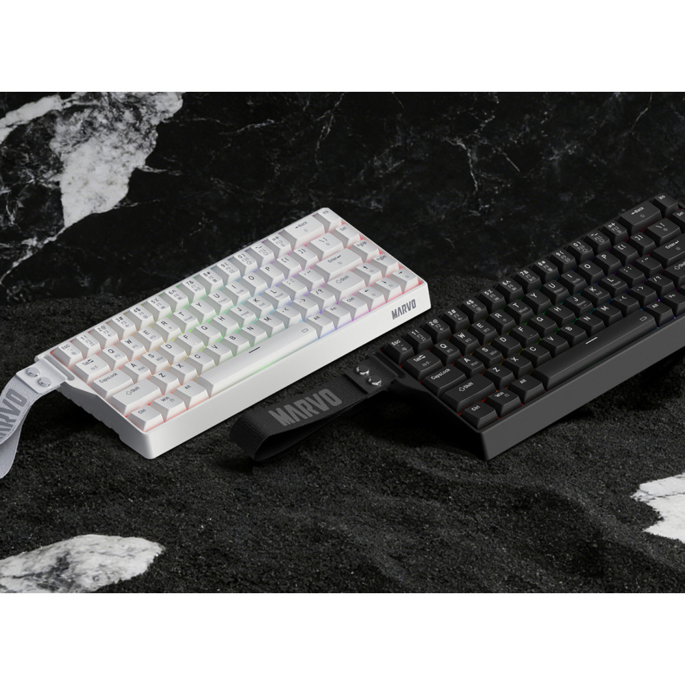 TECLADO MECANICO MARVO KG965W WH SABER 65% TRI-MODO RGB SW BANANA CRYSTAL
