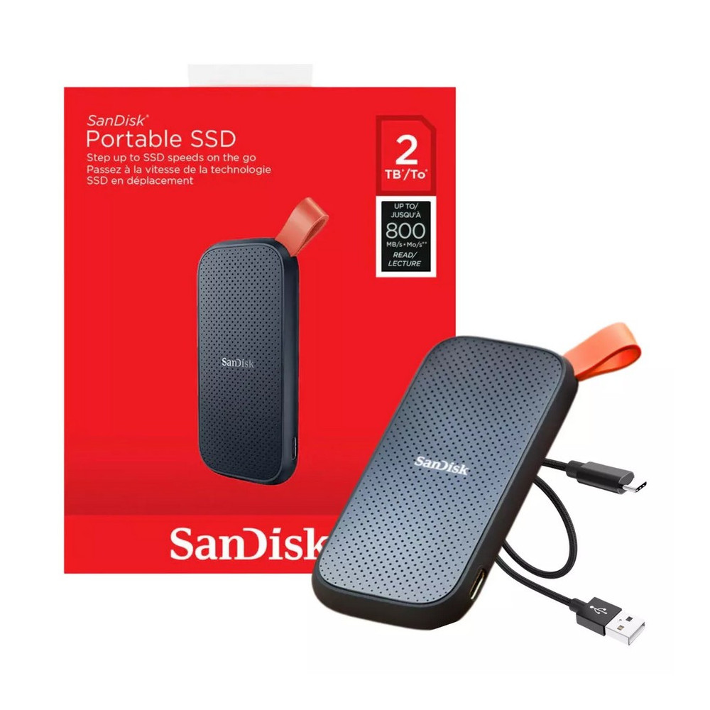 DISCO SOLIDO EXTERNO SANDISK 2TB 800MBS USB 3.2 ANTI-GOLPES NEGRO / SDSSDE30-2T00-G26