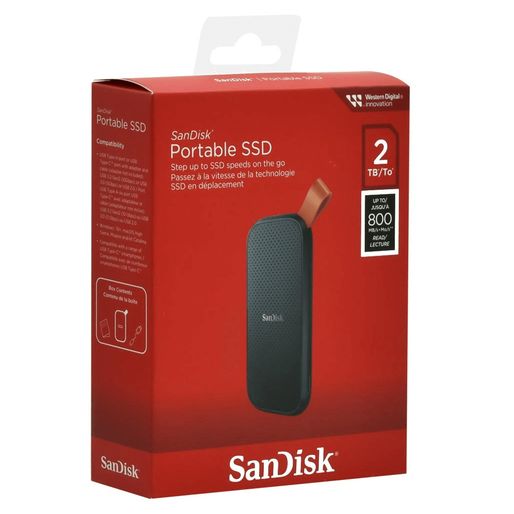DISCO SOLIDO EXTERNO SANDISK 2TB 800MBS USB 3.2 ANTI-GOLPES NEGRO / SDSSDE30-2T00-G26