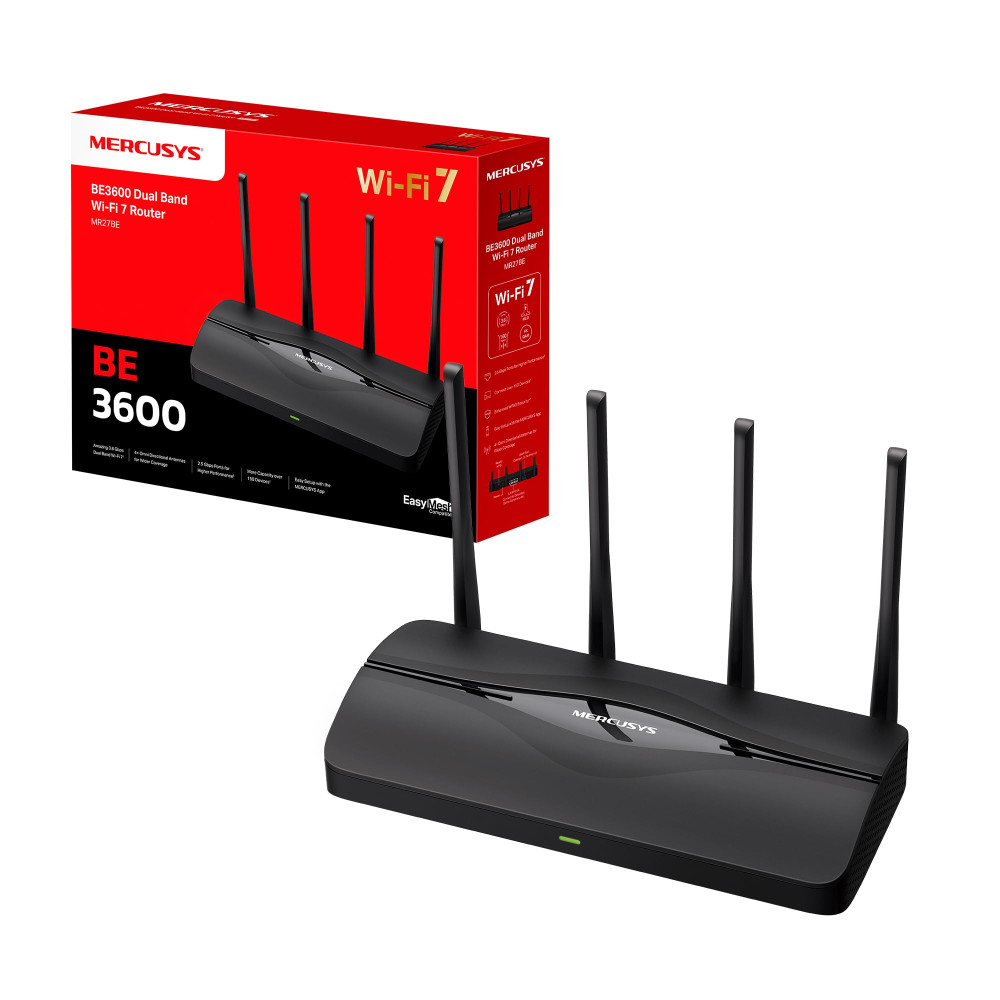 ROUTER MERCUSYS BE3600 MR27BE AIQOS 4ANT DUAL BAND WIFI7