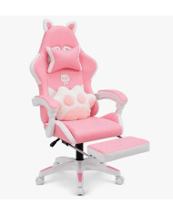 SILLA GAMER POTENZZA CUTECAT BLANCA/ROSADA GAMING + SOPORTE LUMBAR