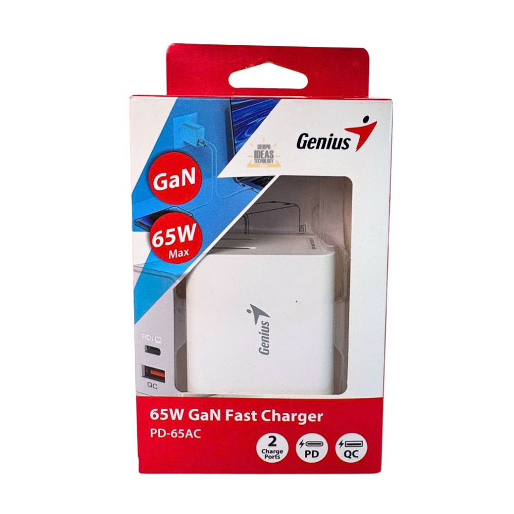 CARGADOR GENIUS PD-65AC 65W USB-C PD3.0 USB-QC3.0
