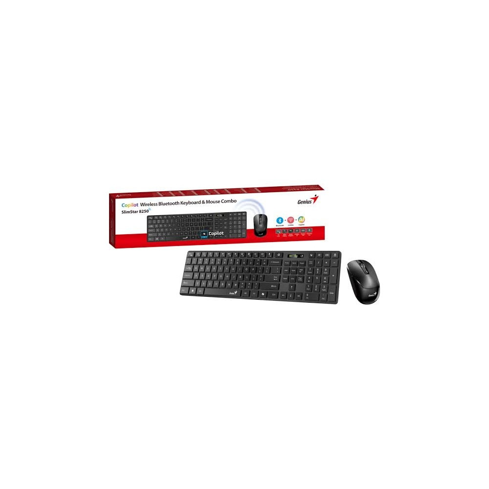 COMBO TECLADO Y MOUSE GENIUS SLIMSTAR 8250 DUAL MODE WIRELESS/BLUETOOTH AI COPILOT