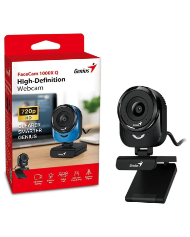 CAMARA WEB GENIUS FACECAM 1000X Q NEGRA 720P HD + MIC UVC USB + TRIPODE WEBCAM