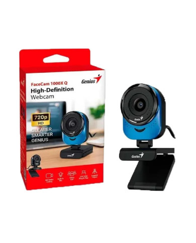 CAMARA WEB GENIUS FACECAM 1000X Q AZUL 720P HD + MIC UVC USB + TRIPODE WEBCAM