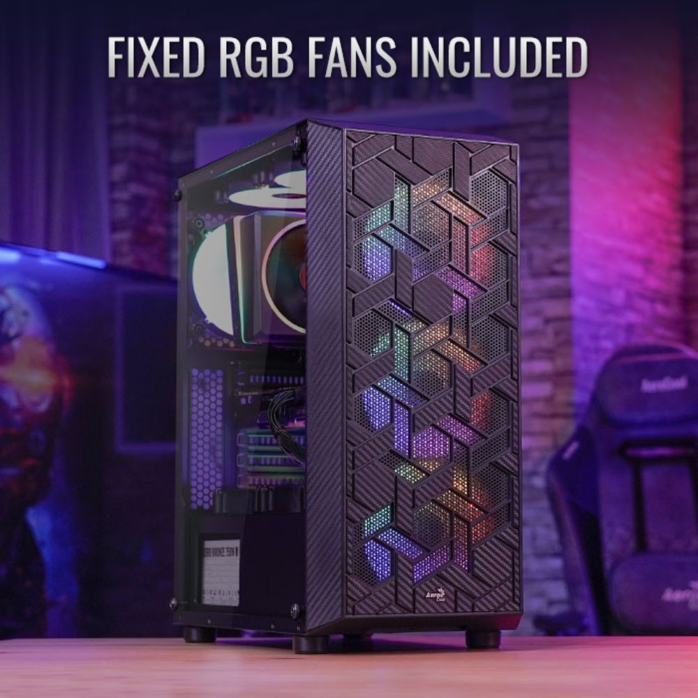 CASE AEROCOOL HIVE RGB VIDRIO NEGRO 206x457x380mm