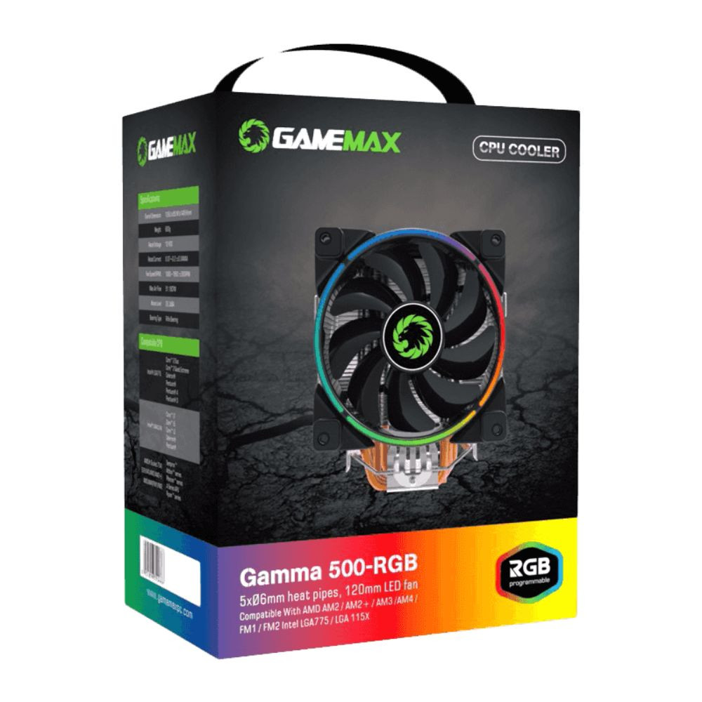 COOLER GAMEMAX GAMMA 500-RGB 120MM LED AURA PROGRAMABLE LGA775/115X-AMD