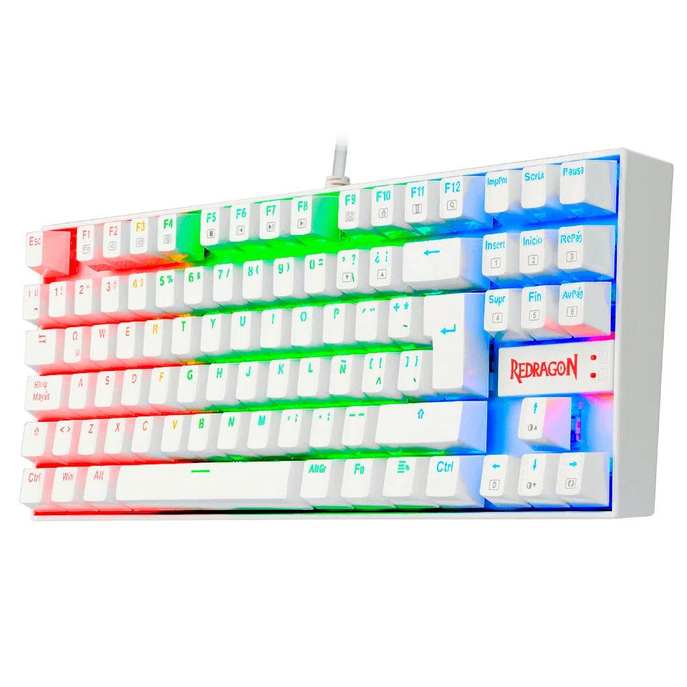 TECLADO REDRAGON K552W RGB BLANCO KUMARA BLUE-SWITCH ES MECANICO
